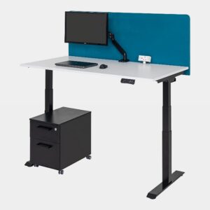 Lift Desk Sitting Position with Monitor Arm & Power Plug Set