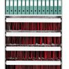 <div class="cpbg">
<p>Bulk filing bay showing <br/>
Foolscap suspended pockets<br/>
5 rows universal pull out cradles each cradle accommodates 1 linear meter of files<br/>
Not recommended to go higher than 5 rows pull out drawers or cradles <br/>
2-Shelves either lever arch files or archive boxes </p>
</div>