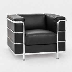 Cuba Single-seater Black Leather Upholstery