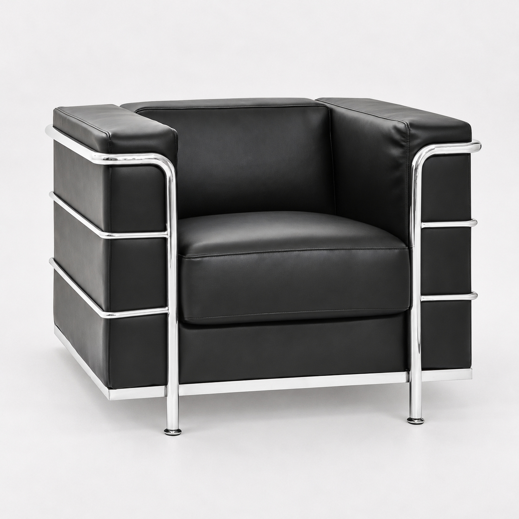 Cuba Single-seater Black Leather Upholstery