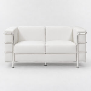 Cuba Double-seater White Leather Upholstery